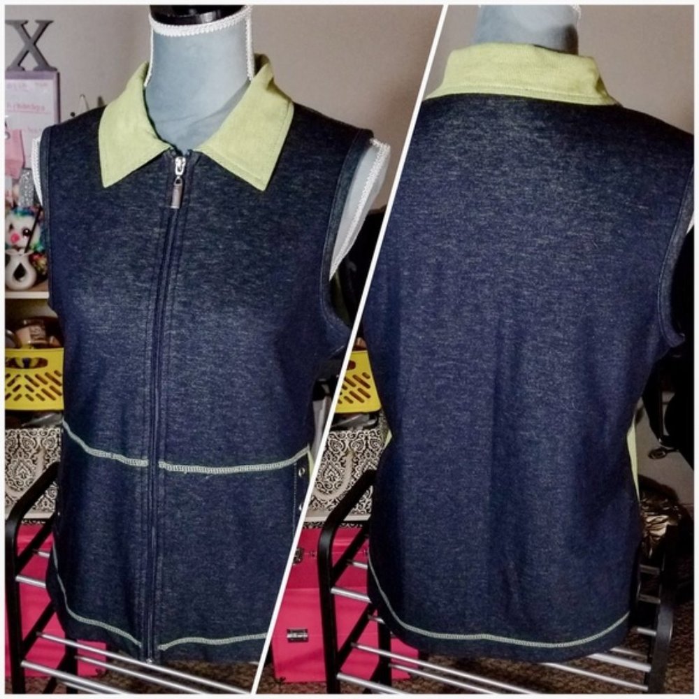 Cafe au Lait Sleeveless Zip-Up Denim-Colored Top